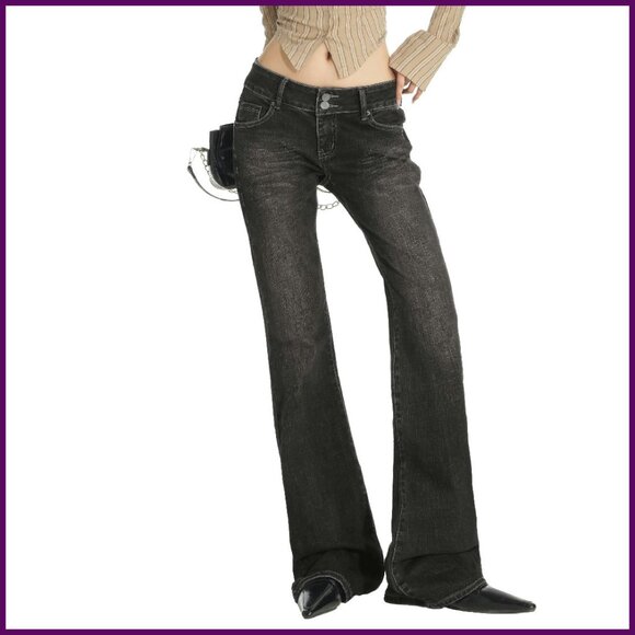 Mid-High Rise Stretchy Flare Jeans Bootcut Boyfriend Fit Y2K Vintage Style